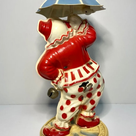 Vintage Irwin Toy Plastic Wind Up Dancing Whirling Bimbo Clown With Umbrella - Picture 4 of 11